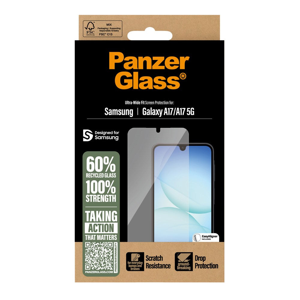 PanzerGlass® Screen Protector - Ultra-Wide Fit for Samsung Galaxy A17 (5G) with EasyAligner - Transparent