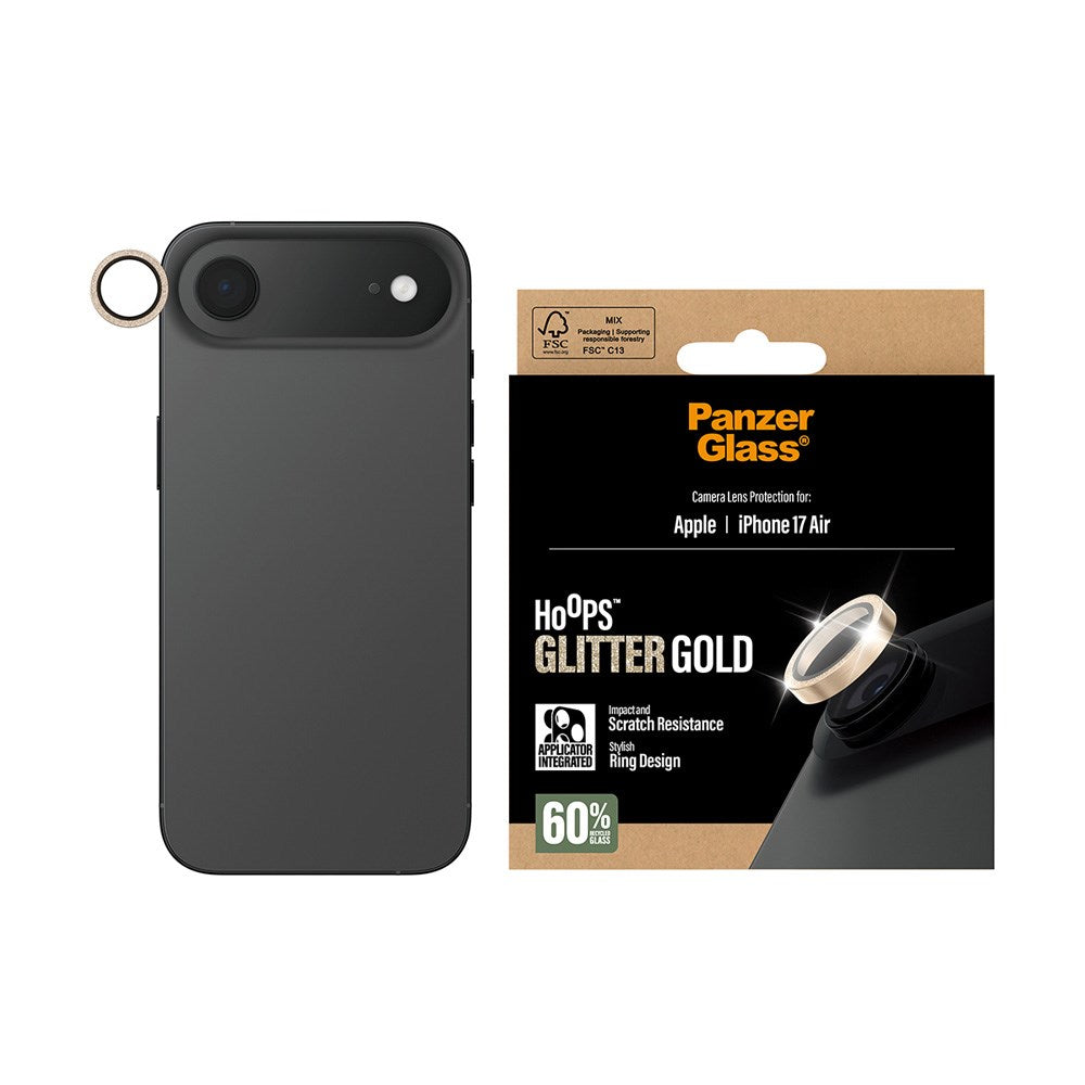 PanzerGlass iPhone Air Hoops Camera Lens Protection with Installation Frame - Glitter Gold