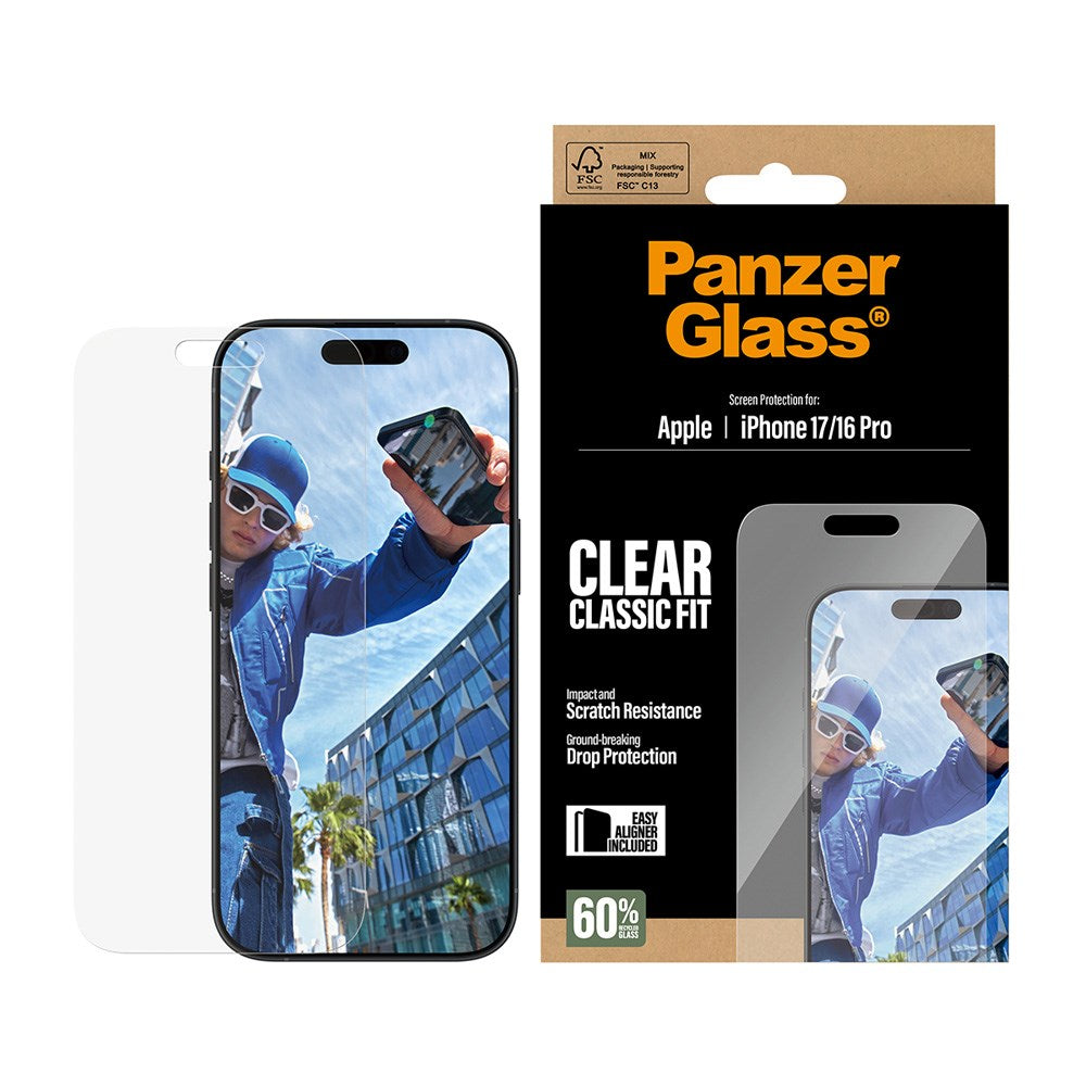 PanzerGlass iPhone 17 / 16 Pro Screen Protector Glass with EasyAligner - Classic Fit - Transparent