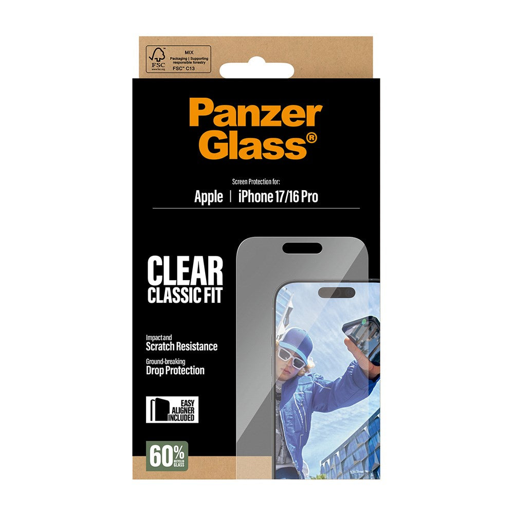PanzerGlass iPhone 17 / 16 Pro Screen Protector Glass with EasyAligner - Classic Fit - Transparent