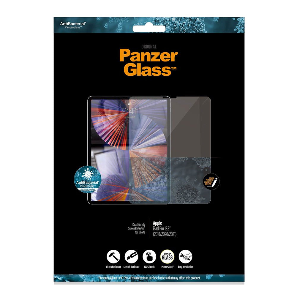 iPad Pro 12.9" (2022 / 2021 / 2020 / 2018) PanzerGlass Screen Protector - Antibacterial - Case Friendly