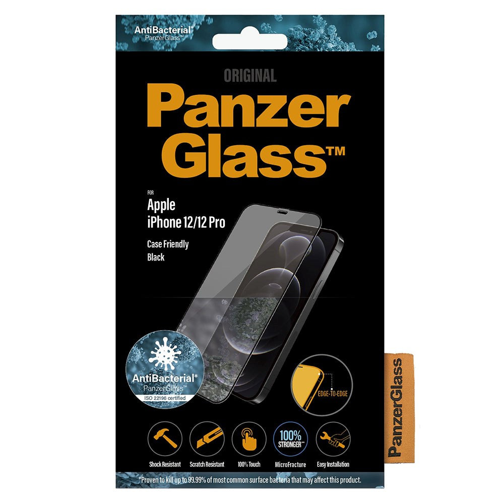 iPhone 12 / 12 Pro PanzerGlass Antibacterial Screen Protector - Case Friendly - Black