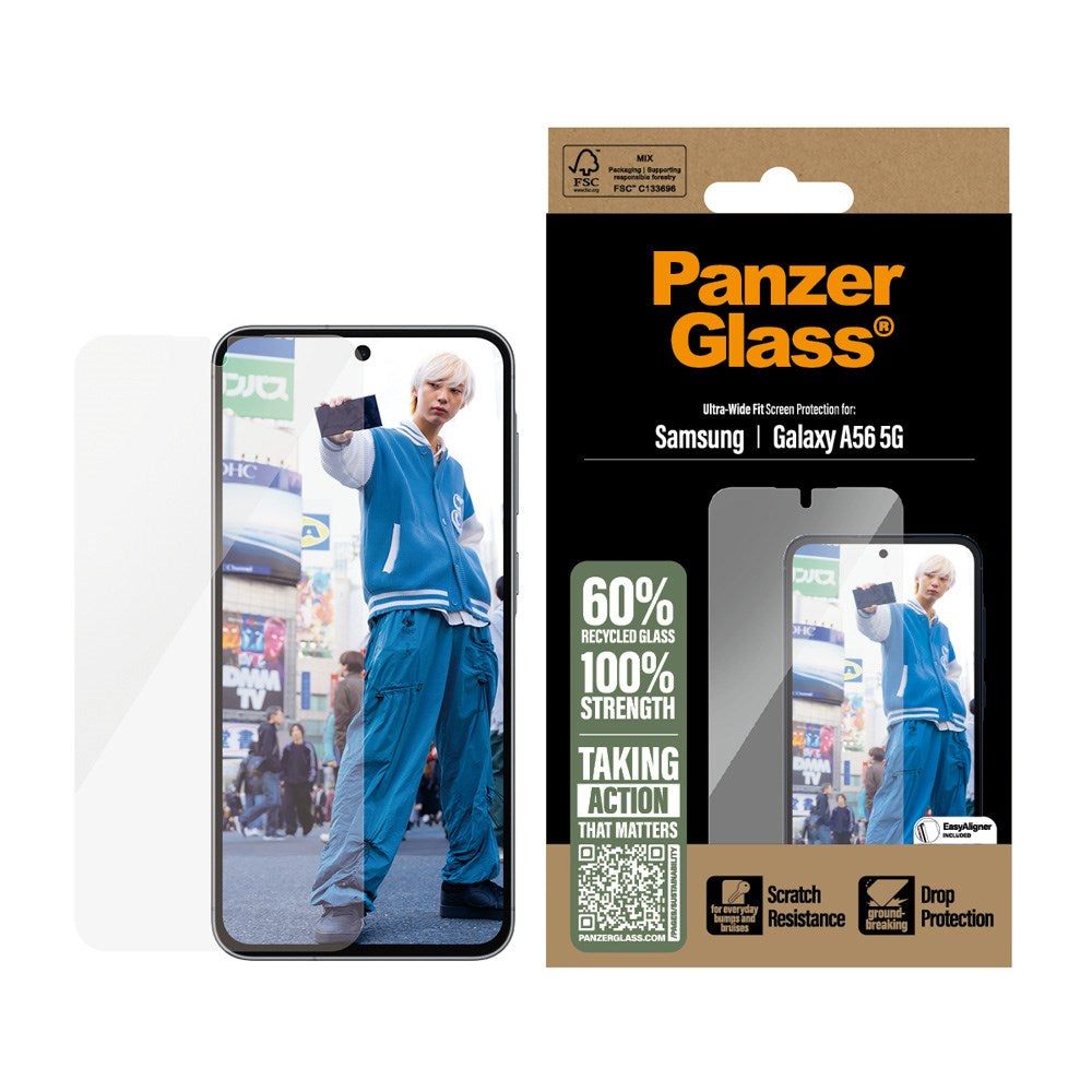 Samsung Galaxy A56 (5G) PanzerGlass Ultra Wide Fit Screen Protector w. EasyAligner - Transparent