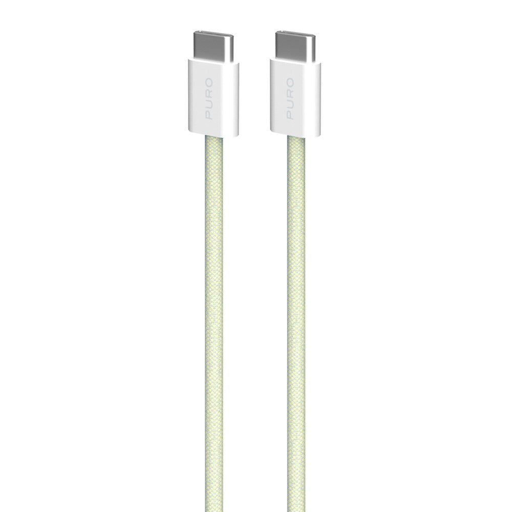 Puro Braided USB-C Cable – 1.5m, 60W, and 480Mbps Data Transfer - Yellow