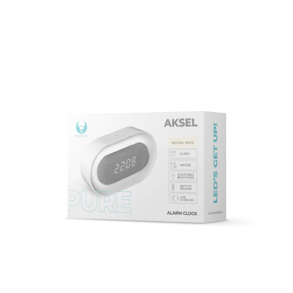 Forever Alarm Clock with LED Night Light - White