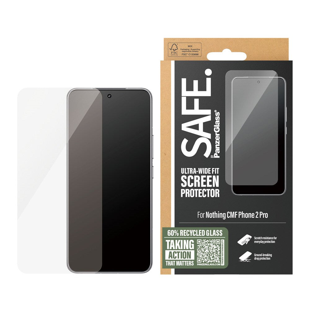 SAFE by PanzerGlass CMF Phone 2 Pro Ultra-Wide Fit Screen Protection Glass - Transparent / Black Edge