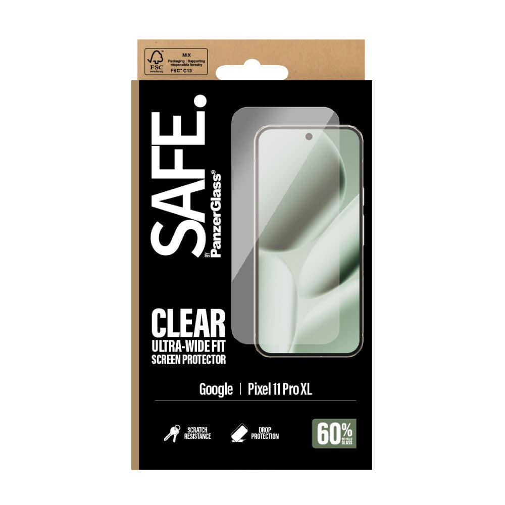 Google Pixel 11 Pro XL SAFE by PanzerGlass Ultra-Wide Fit Screen Protector Glass with EasyAligner - Transparent