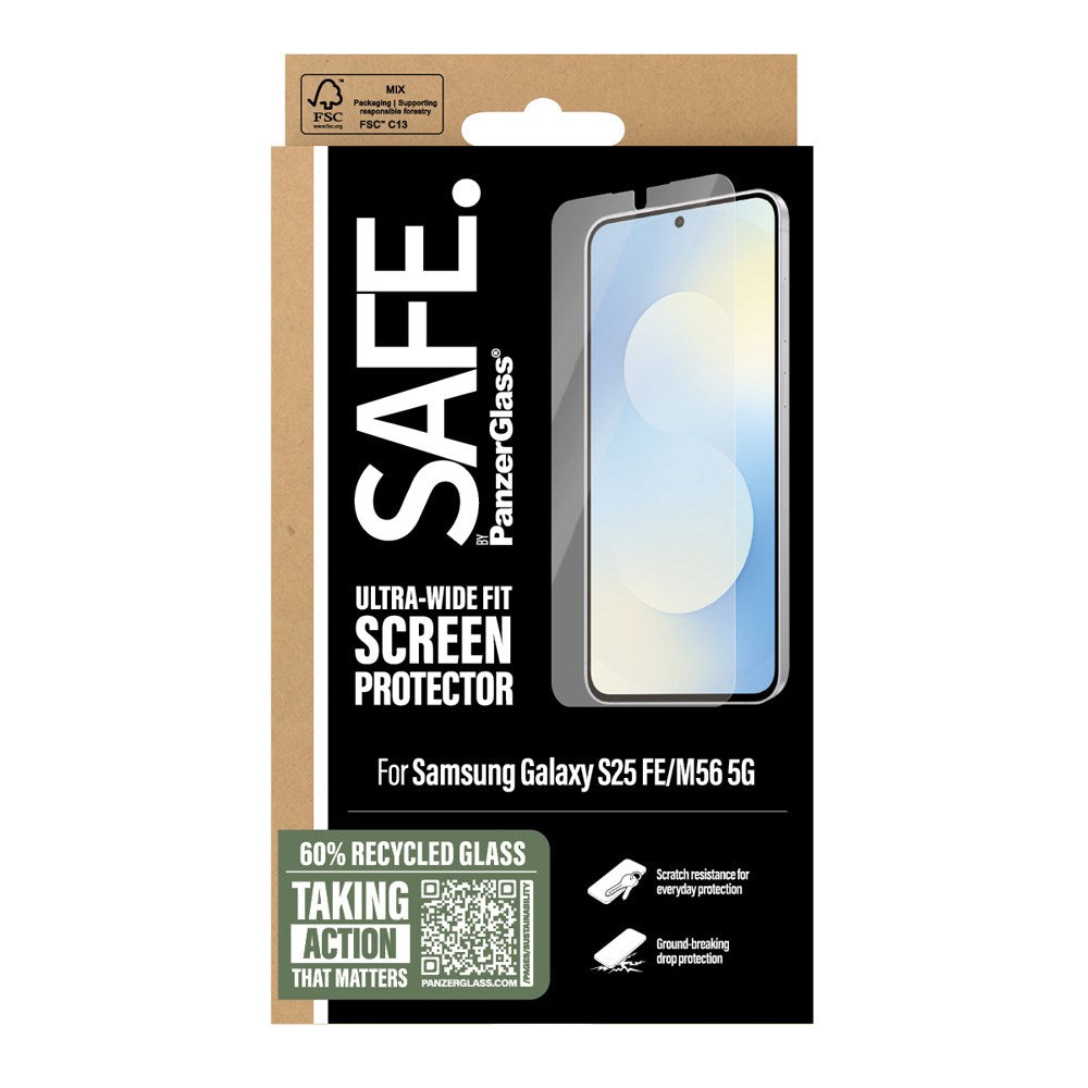 SAFE by PanzerGlass Samsung Galaxy S25 FE Ultra-Wide Fit Screen Protector Glass - Transparent