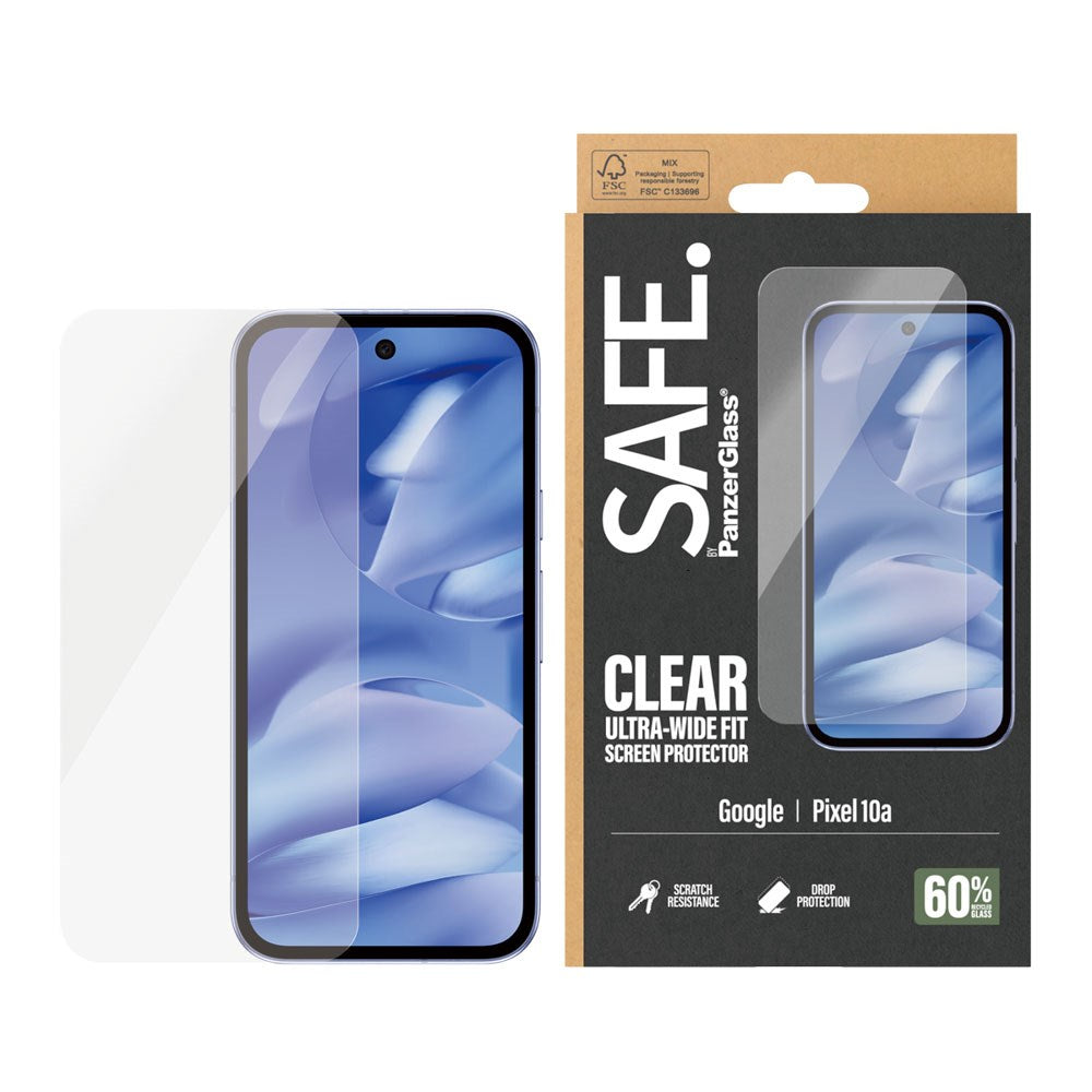Google Pixel 10a SAFE by PanzerGlass Ultra-Wide Fit Screen Protector Glass - Transparent