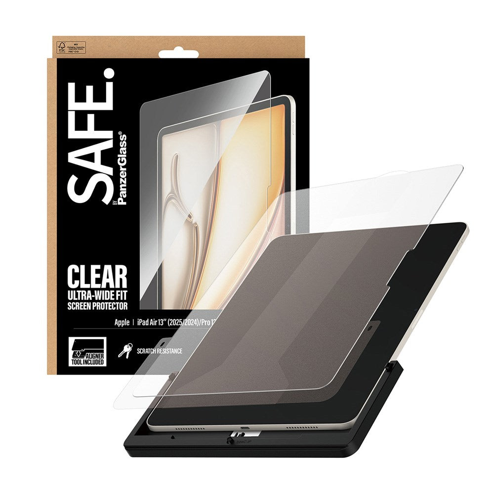 SAFE by PanzerGlass iPad Air 13" (2025 / 2024) / Pro 13" (2025 / 2024) Ultra-Wide Fit Screen Protector Glass with Installation Frame - Transparent