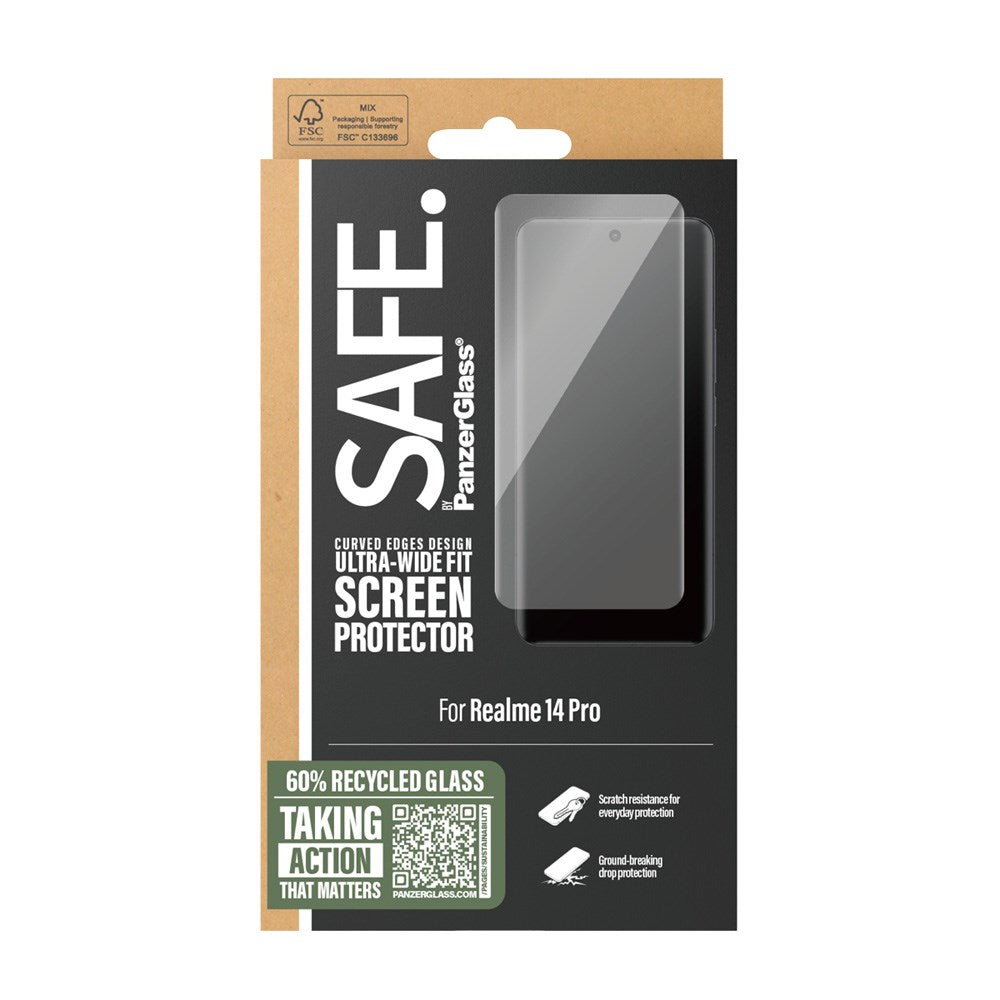 Realme 14 Pro SAFE by PanzerGlass Ultra-Wide Fit Screen Protector Glass - Transparent