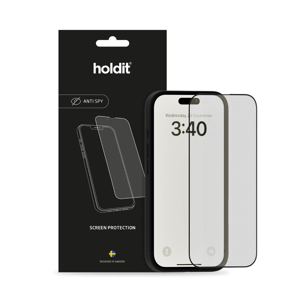 iPhone 15 Pro Holdit Tempered Glass 9H Screen Protection with Privacy Function - Black Edge
