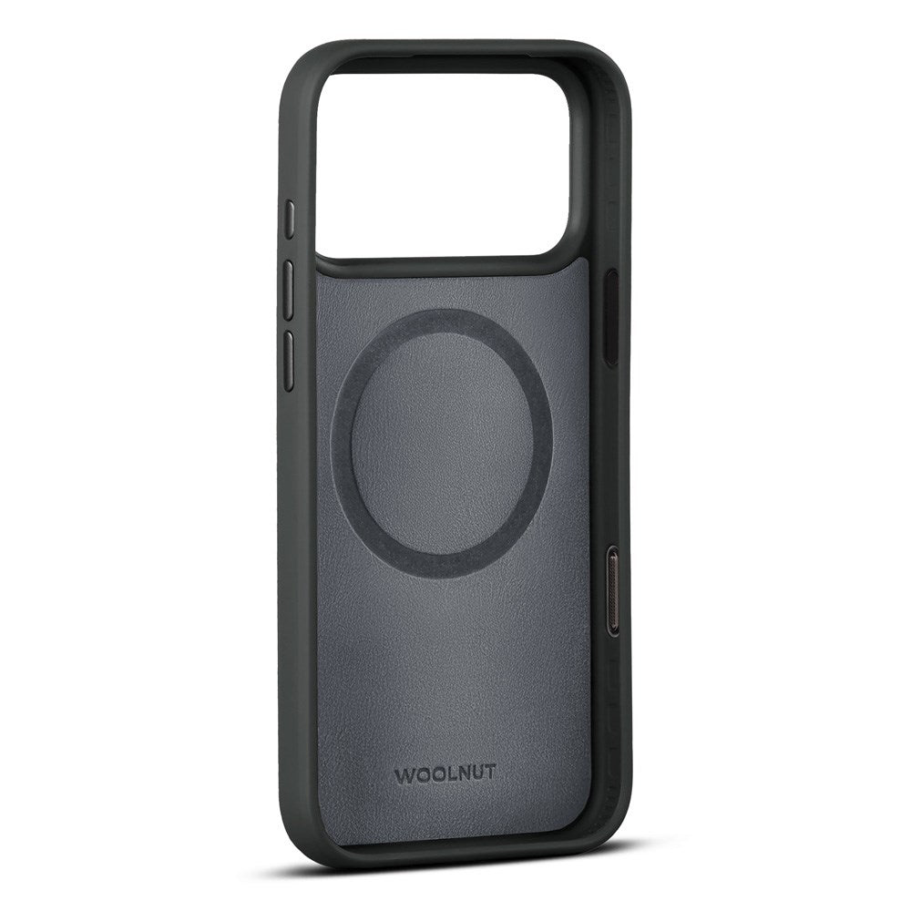 WOOLNUT iPhone 17 Pro Max Full Grain Leather Case - MagSafe Compatible - Black