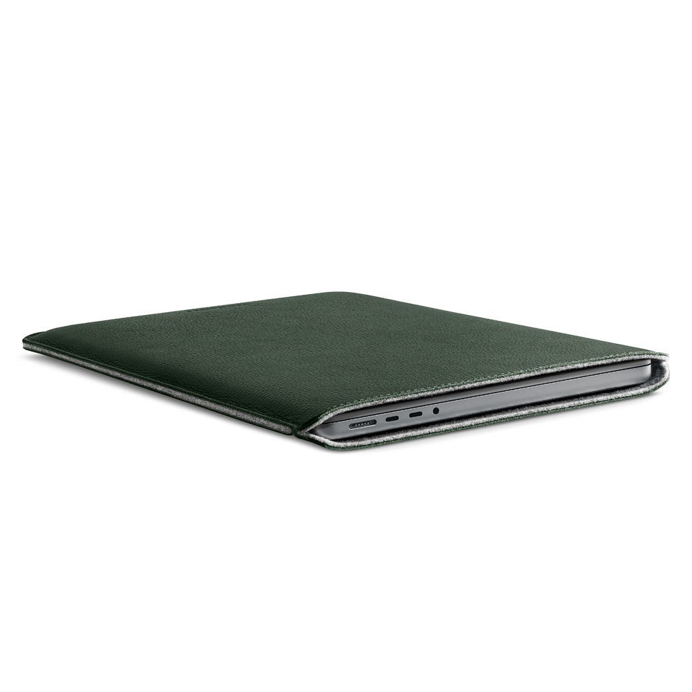 MacBook Pro 14" M5 / M4 / M3 / M2 / M1 (2025 / 2021) Genuine Leather Folio Sleeve - 24.5 x 33 cm - Green