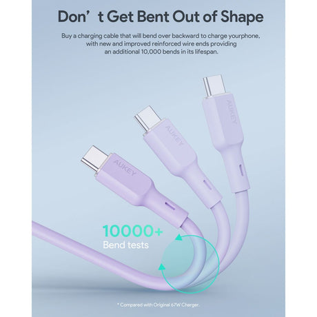 Aukey CB-SCC101 100W USB-C to USB-C Cable - 1m - Purple