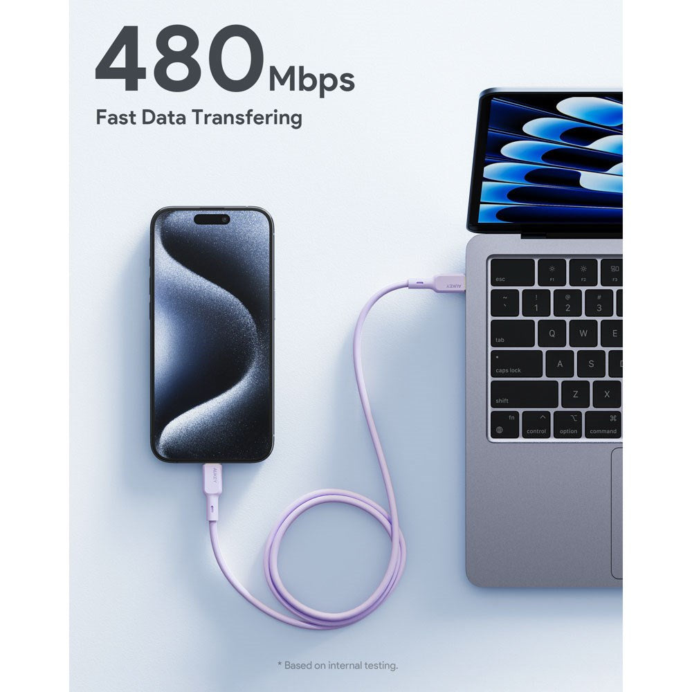 Aukey CB-SCC101 100W USB-C to USB-C Cable - 1m - Purple