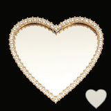 Heart-Shaped Mirror Decoration with Rhinestones for Phone - Gold