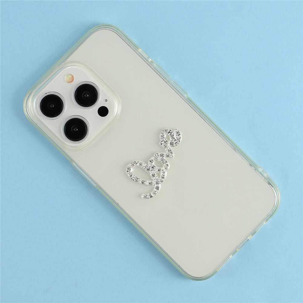 Love Sticker for Mobile - Rhinestones - Silver