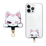 Insert Plate for Mobile Strap - Cartoon Design - White XX Cat