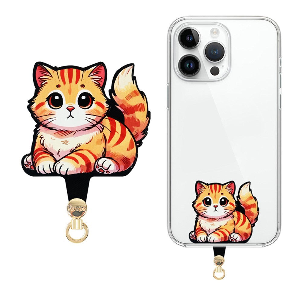 Insert Plate for Mobile Strap - Cartoon Design - Orange Cat