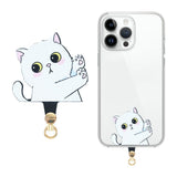 Insert Plate for Mobile Strap - Cartoon Design - White Cat