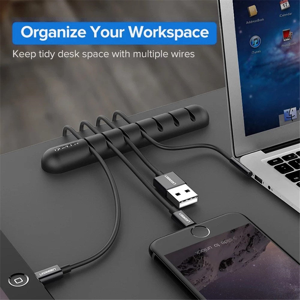 Flexible & Self-Adhesive Cable Holder with 7 Slots - Black