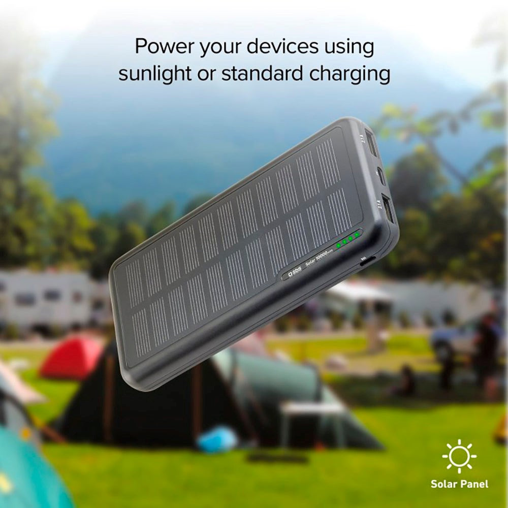 SBS Solar Powerbank with 2x USB-A 10W - 10,000 mAh - Black