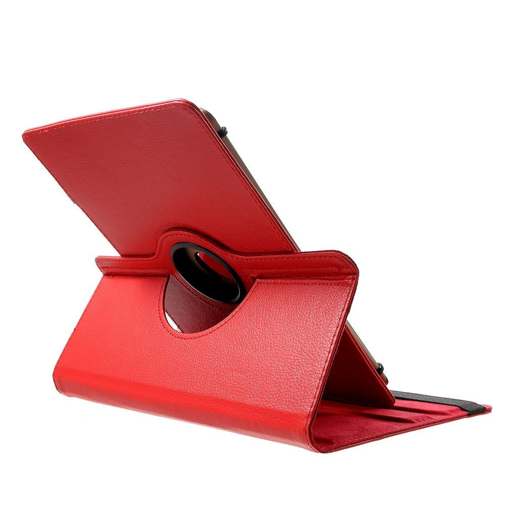 Universal Leather Case w. 360 Degree Stand 9-10.5" Red