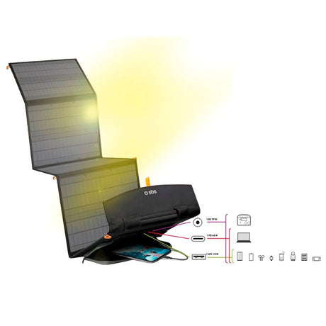 SBS Solar Charger 100W with 1x USB-A & 1x USB-C - Black