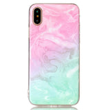 iPhone X / Xs Case Pink & Green Marble Print