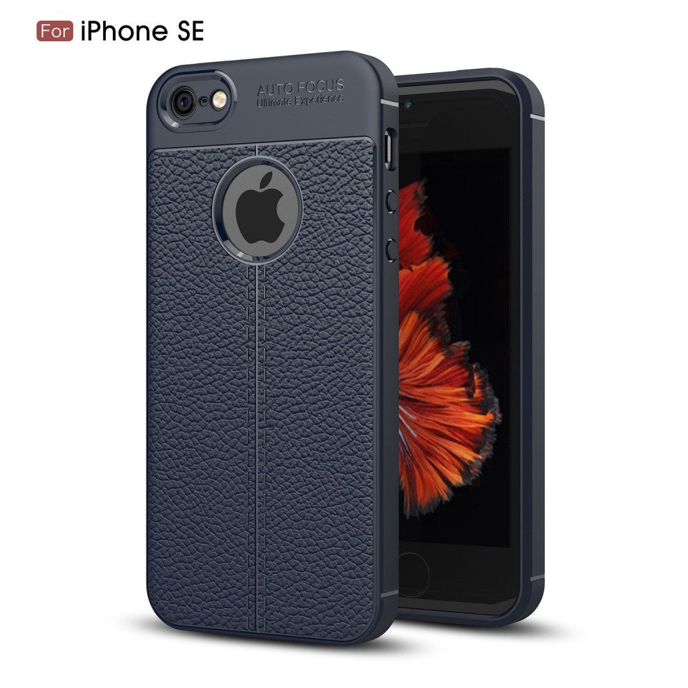 EIDERWOOD iPhone SE / 5 / 5s Litchi Leatherette Cover - Dark Blue