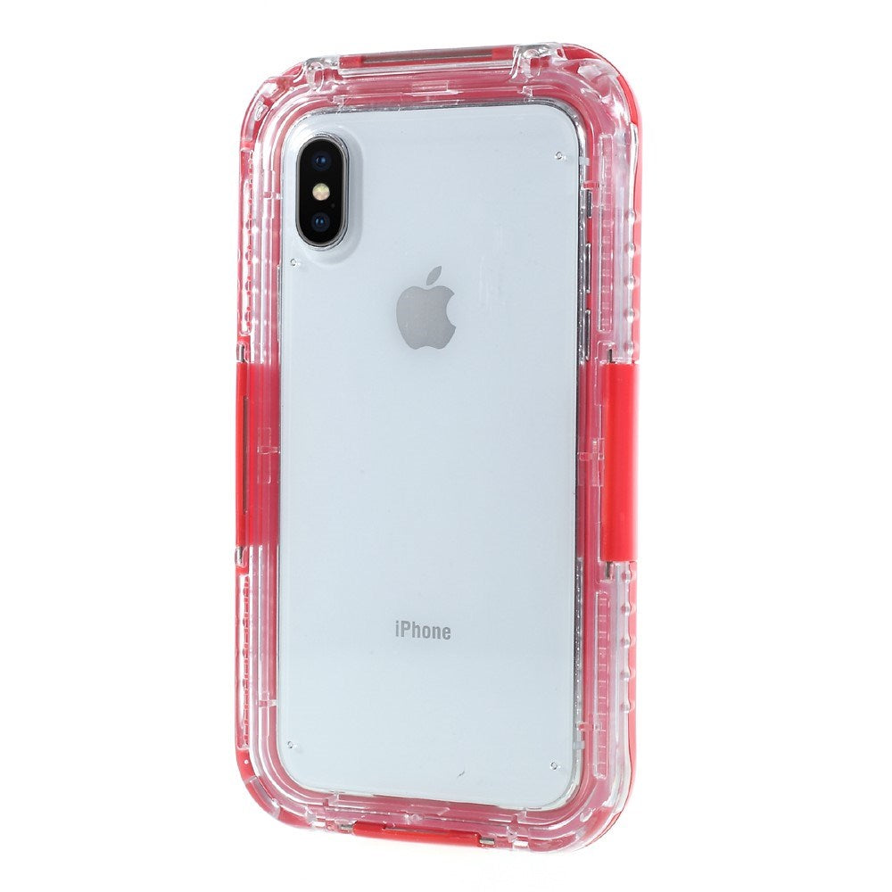 iPhone X / XS IP68 Waterproof Case - Transparent / Red