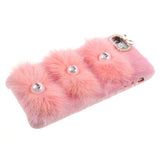 iPhone SE (2022 / 2020) / 8 / 7 Case with Rabbit Fur and Rhinestones - Pink