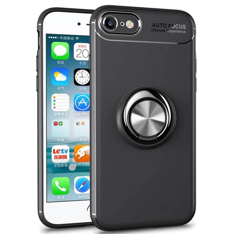 iPhone SE (2022 / 2020) / 8 / 7 Case w. Magnetic Kickstand Black w. Black Ring