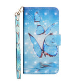 EIDERWOOD iPhone XR Leather Case with Wallet and Strap - Blue Butterfly