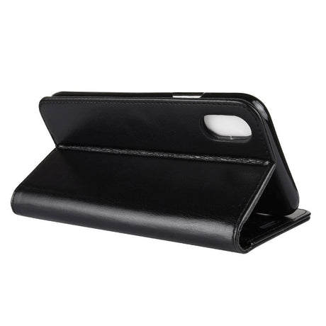 iPhone XR Sleek Leather Wallet Case - Black