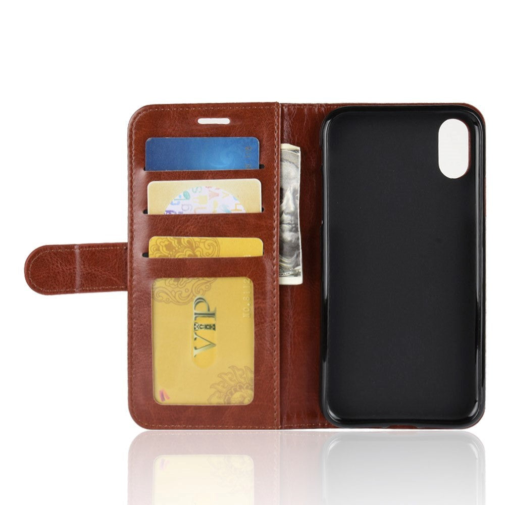 iPhone XR Sleek Leather Wallet Case - Brown