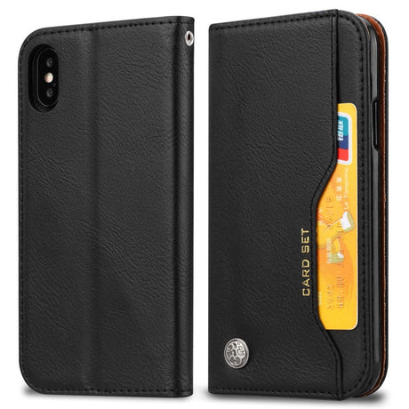 iPhone XR Leather Wallet Case Black