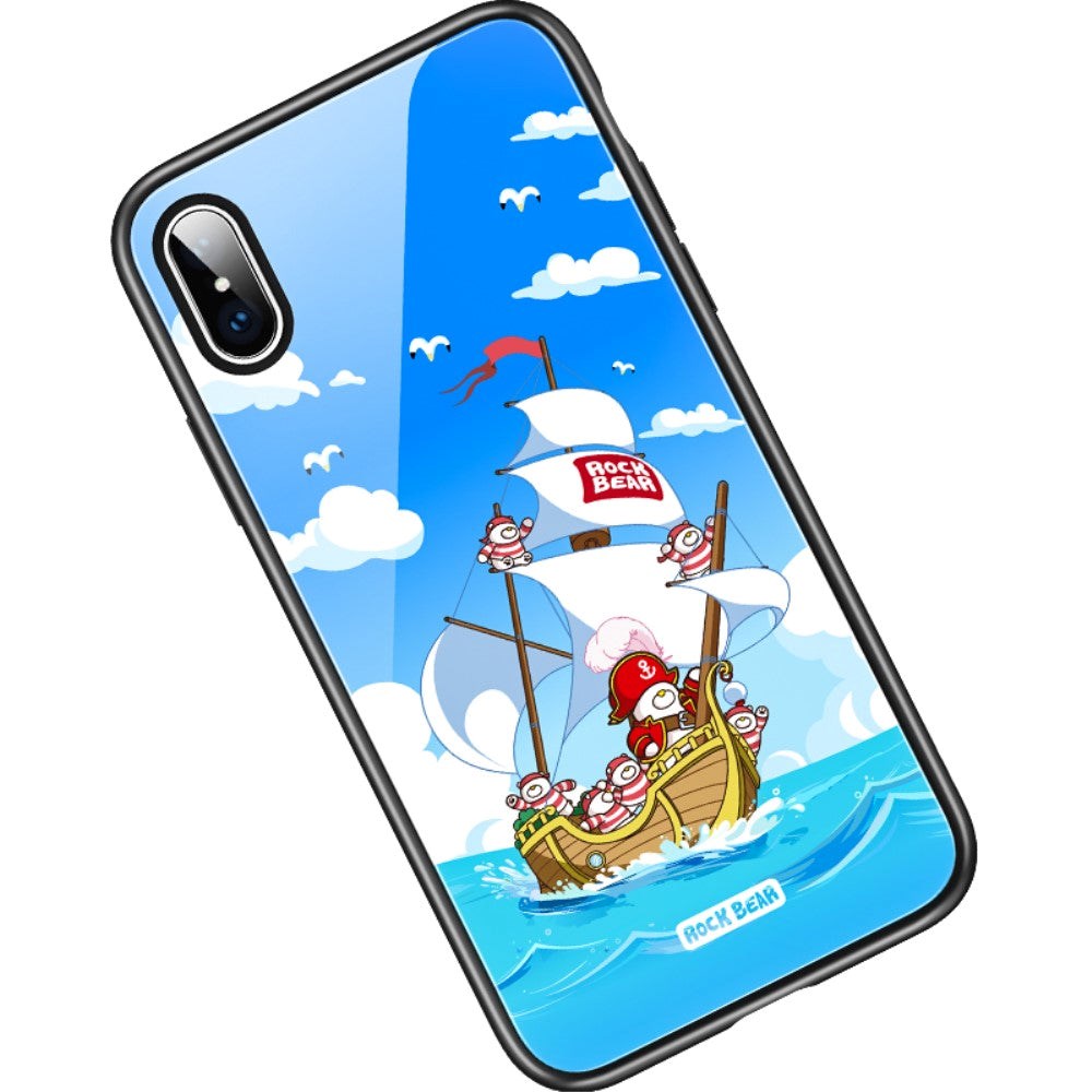 iPhone XS Max ROCK Bear Pirate Ship Case w. Glass Back