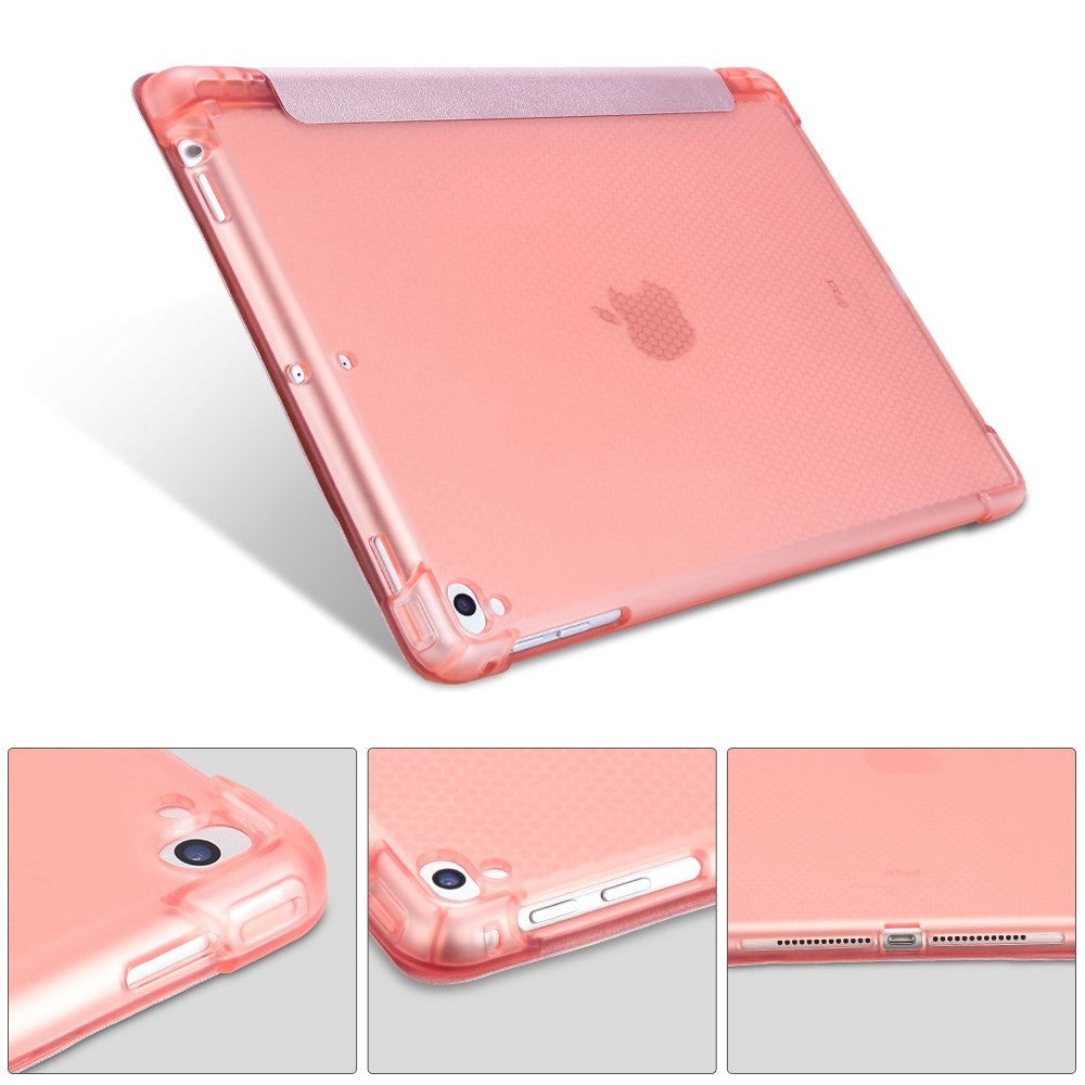 iPad 9.7 (2018-2017) / iPad Air / iPad Air 2 Tri-Fold Leather Case w. Apple Pencil Holder - Rose Gold