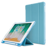 iPad 9.7 (2018-2017) / iPad Air / iPad Air 2 Tri-Fold Leather Case w. Apple Pencil Holder - Blue