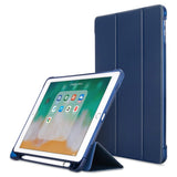 iPad 9.7 (2018-2017) / iPad Air / iPad Air 2 Tri-Fold Leather Case w. Apple Pencil Holder - Dark Blue