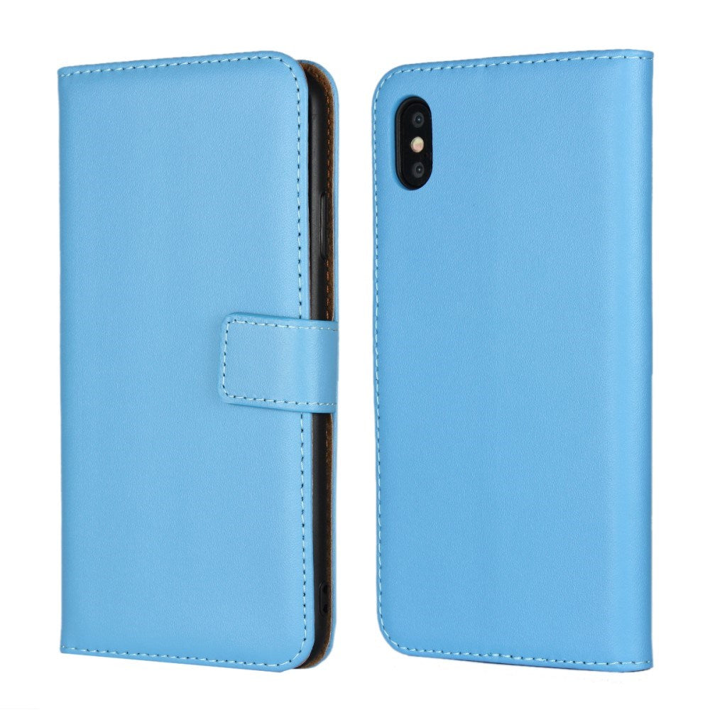 EIDERWOOD iPhone XS Max Leather Flip Case w. Wallet & Stand Function - Blue