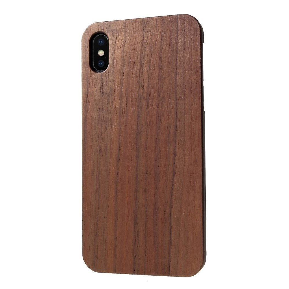 Apple iPhone Xs Max Premium Plastic Case w. Real wood - Dark brown