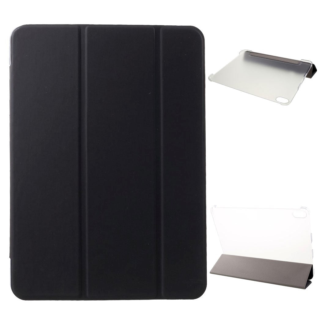 iPad Pro 11" (2018) Tri-fold Leather Stand Case w. Transparent Back Black