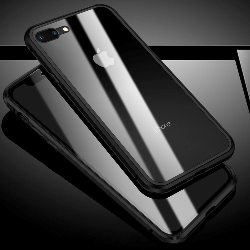 iPhone 8 Plus / 7 Plus 360 Degree Magnetic Case w. Glass front & back - Black