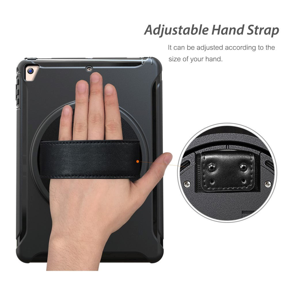 iPad Tough Case w. 360 Degree Hand Holder & Stand - Black