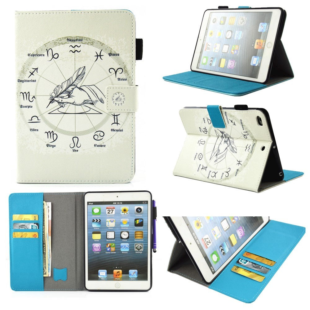 iPad Mini 4 / iPad Mini (2019) Case w. Card Holder and Stand - Zodiac Signs