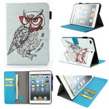 iPad Mini 4 / iPad Mini (2019) Case w. Card Holder and Stand - Clewer Owl