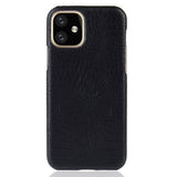 iPhone 11 Leather Case Plastic Crocodile Texture Black